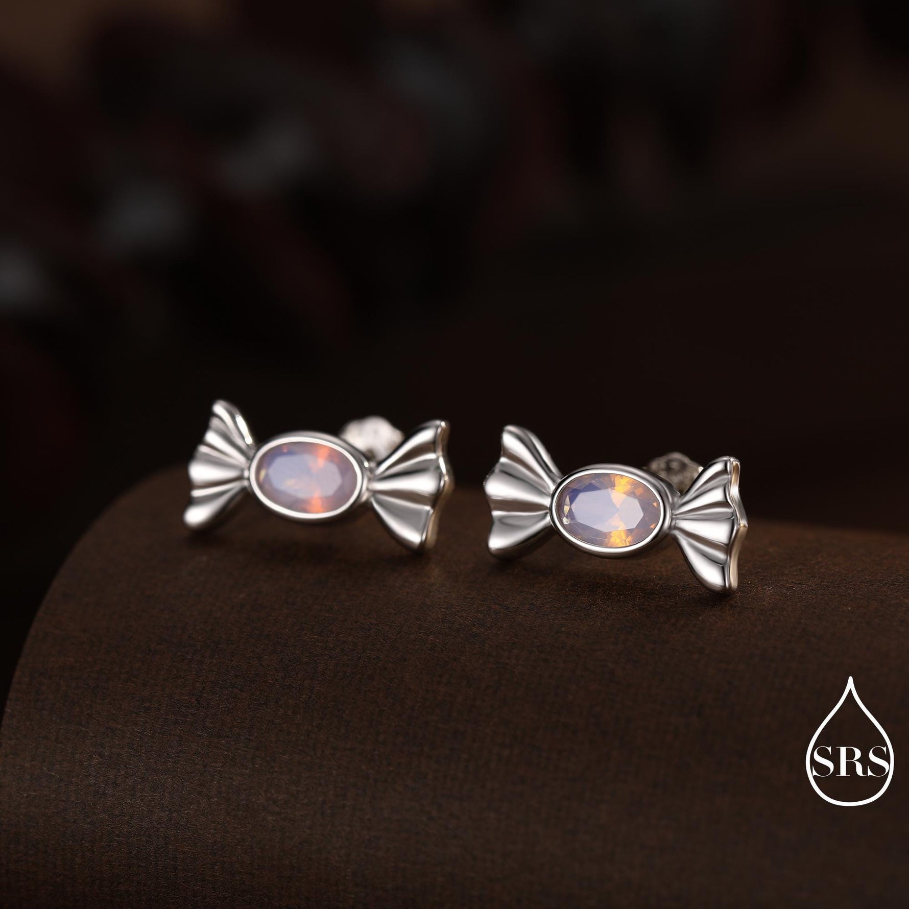Opal Pink CZ Candy Stud Earrings in Sterling Silver, Silver or Gold Finish, Small Candy Sweet Earrings