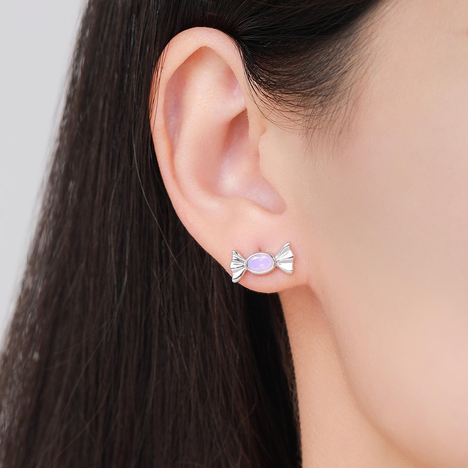 Opal Pink CZ Candy Stud Earrings in Sterling Silver, Silver or Gold Finish, Small Candy Sweet Earrings