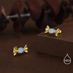 Opal Blue CZ Candy Stud Earrings in Sterling Silver, Silver or Gold Finish, Small Candy Sweet Earrings