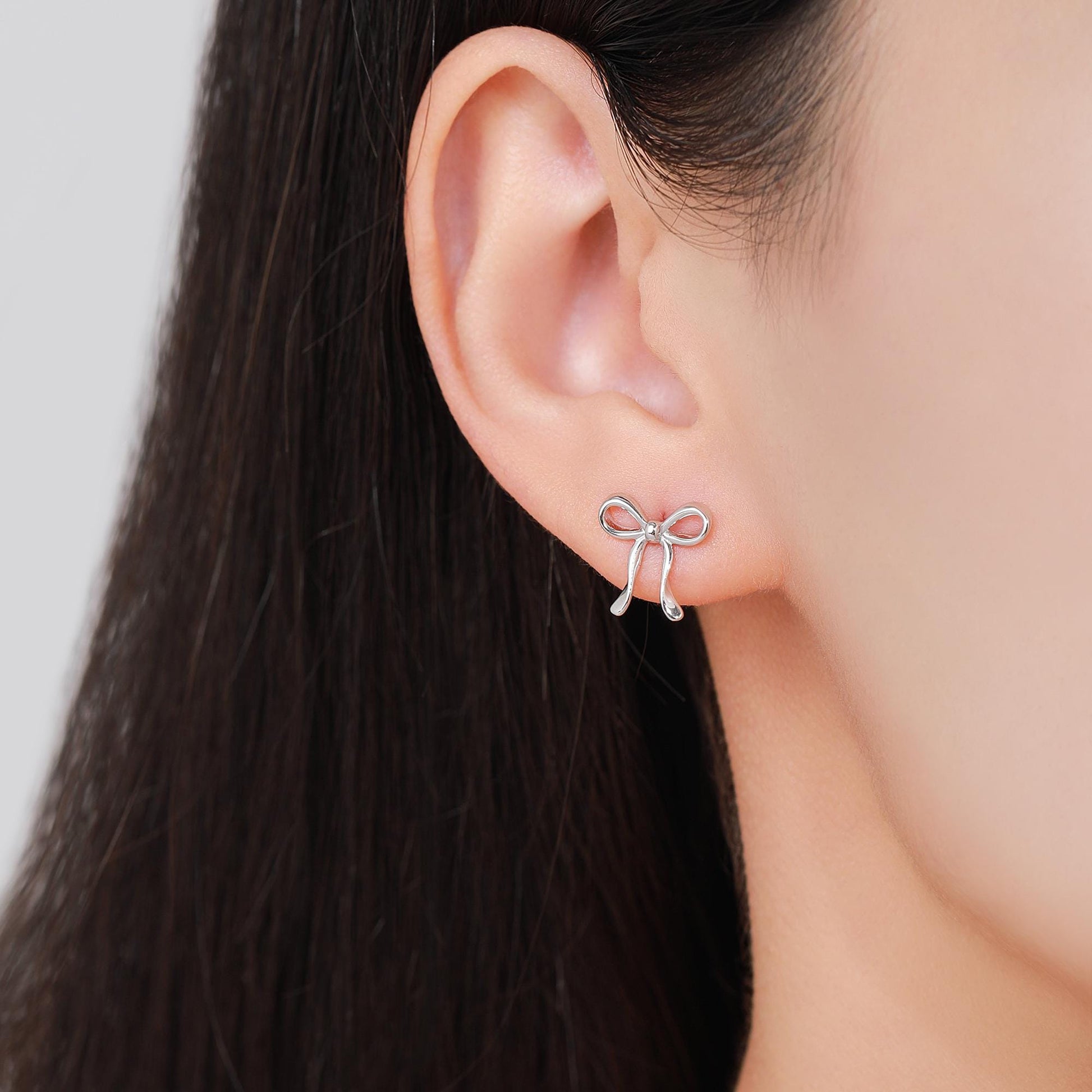 Ribbon Bow Stud Earrings in Sterling Silver, Available in Silver, Gold or Rose Gold, Ribbon Earrings, Ribbon Bow Earrings