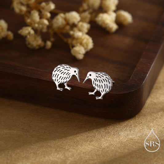 Sterling Silver Kiwi Bird Stud Earrings, Silver, Gold or Rose Gold, Animal Lover, Nature Inspired, New Zealand Native