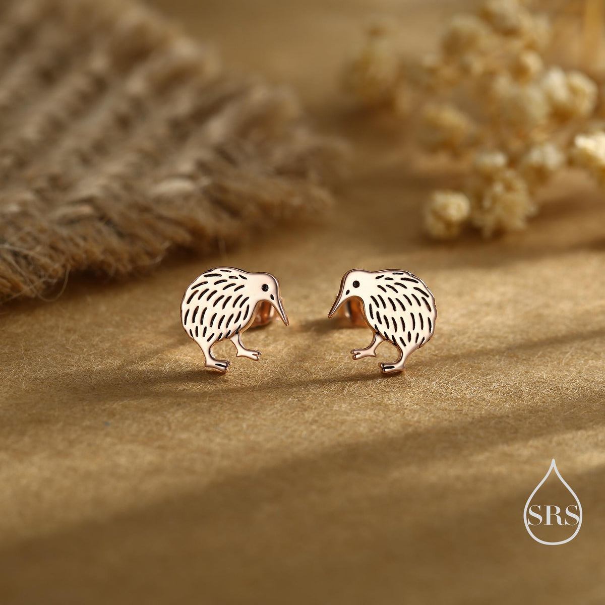 Sterling Silver Kiwi Bird Stud Earrings, Silver, Gold or Rose Gold, Animal Lover, Nature Inspired, New Zealand Native