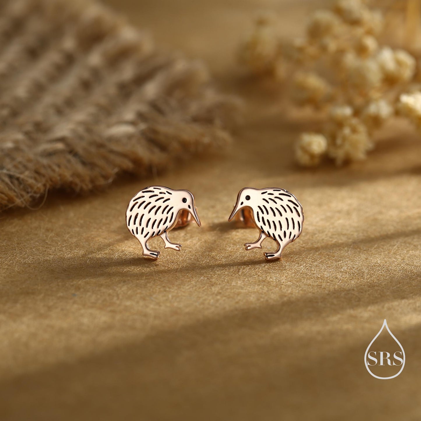 Sterling Silver Kiwi Bird Stud Earrings, Silver, Gold or Rose Gold, Animal Lover, Nature Inspired, New Zealand Native