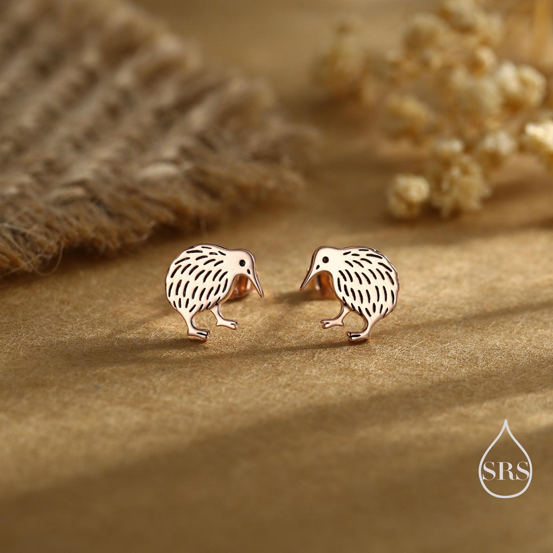 Sterling Silver Kiwi Bird Stud Earrings, Silver, Gold or Rose Gold, Animal Lover, Nature Inspired, New Zealand Native