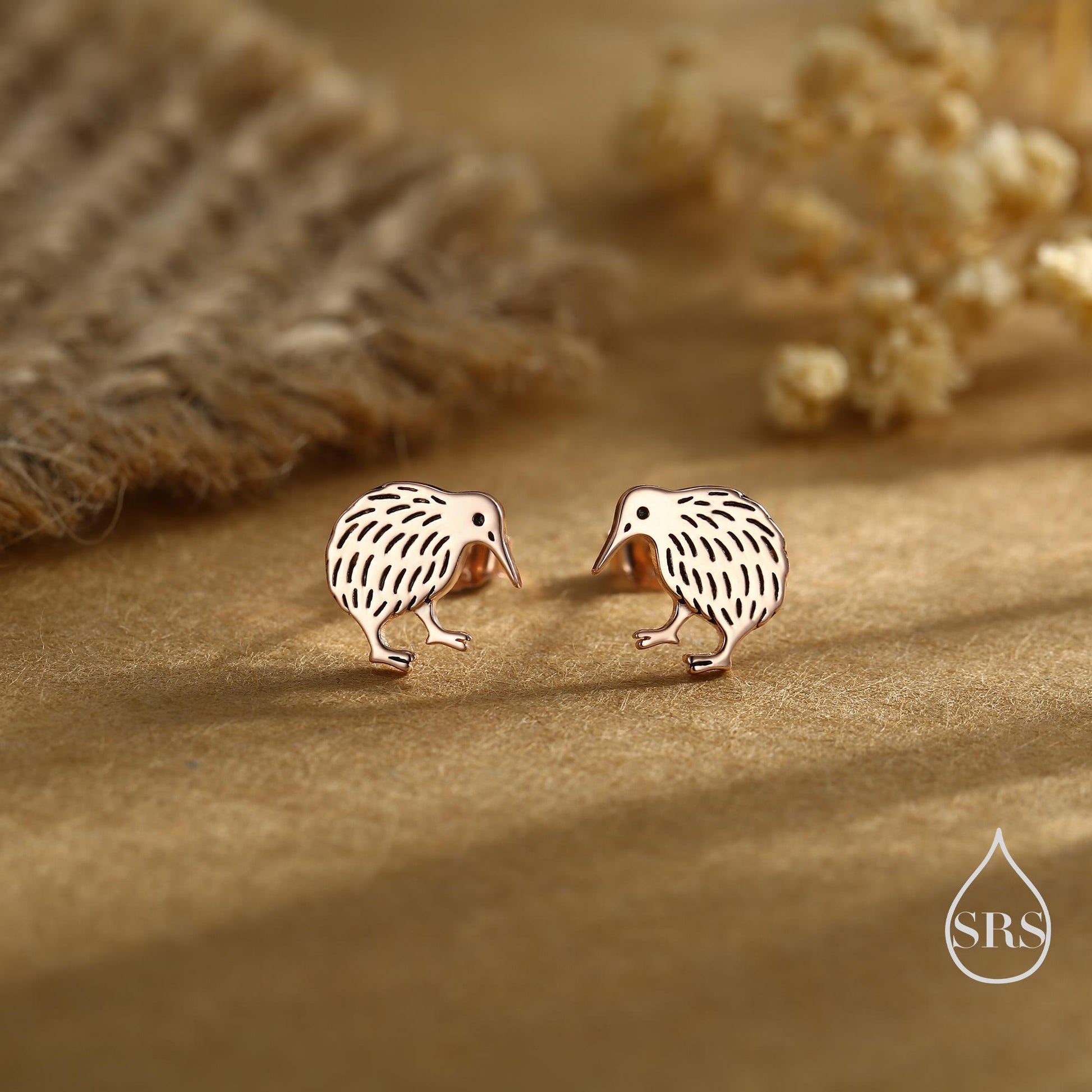 Sterling Silver Kiwi Bird Stud Earrings, Silver, Gold or Rose Gold, Animal Lover, Nature Inspired, New Zealand Native