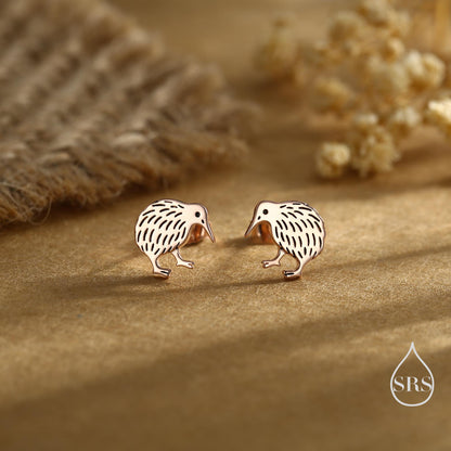Sterling Silver Kiwi Bird Stud Earrings, Silver, Gold or Rose Gold, Animal Lover, Nature Inspired, New Zealand Native