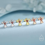 Angel Stud Earrings in Sterling Silver, Available in 3 Finishes - Silver, Gold and Rose Gold, Silver Angel Earrings