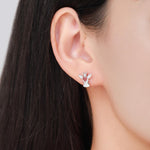 Mismatched Angel and Harp Stud Earrings in Sterling Silver, Available in 3 Finishes - Silver, Gold and Rose Gold, Silver Angel Earrings