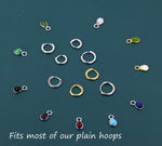 Charms for Huggie Hoops, Sterling Silver Droplet Charms for Earrings, Detachable, Silver or Gold, Customizable with Various Stone Options