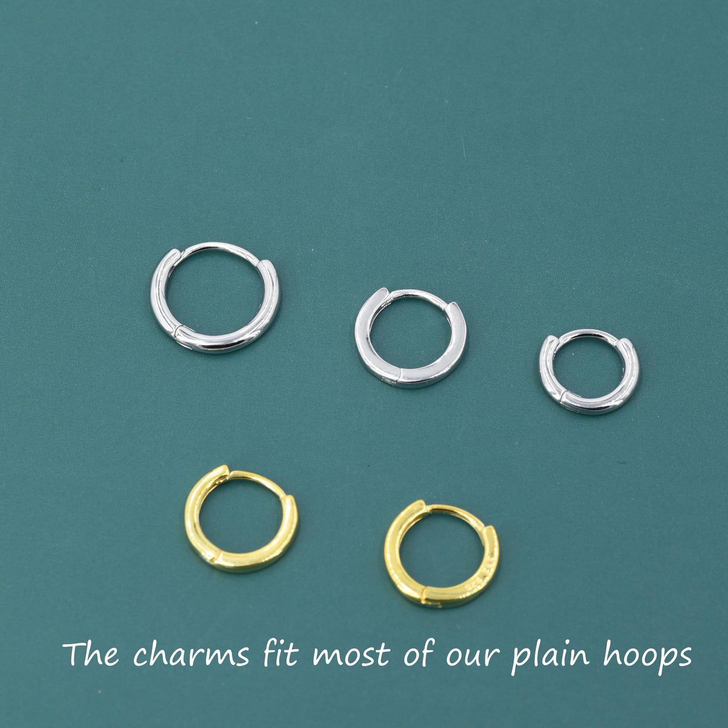 Extra Terrestrial Charms for Huggie Hoops in Sterling Silver, Spaceship Alien Charms for Earrings, Detachable, Silver or Gold or Rose Gold