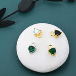 Sterling Silver Trillion Cut CZ Charms for Huggie Hoops Earrings, Detachable, Silver, Gold, or Rose Gold, Various Stone Options