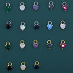 Sterling Silver Trillion Cut CZ Charms for Huggie Hoops Earrings, Detachable, Silver, Gold, or Rose Gold, Various Stone Options