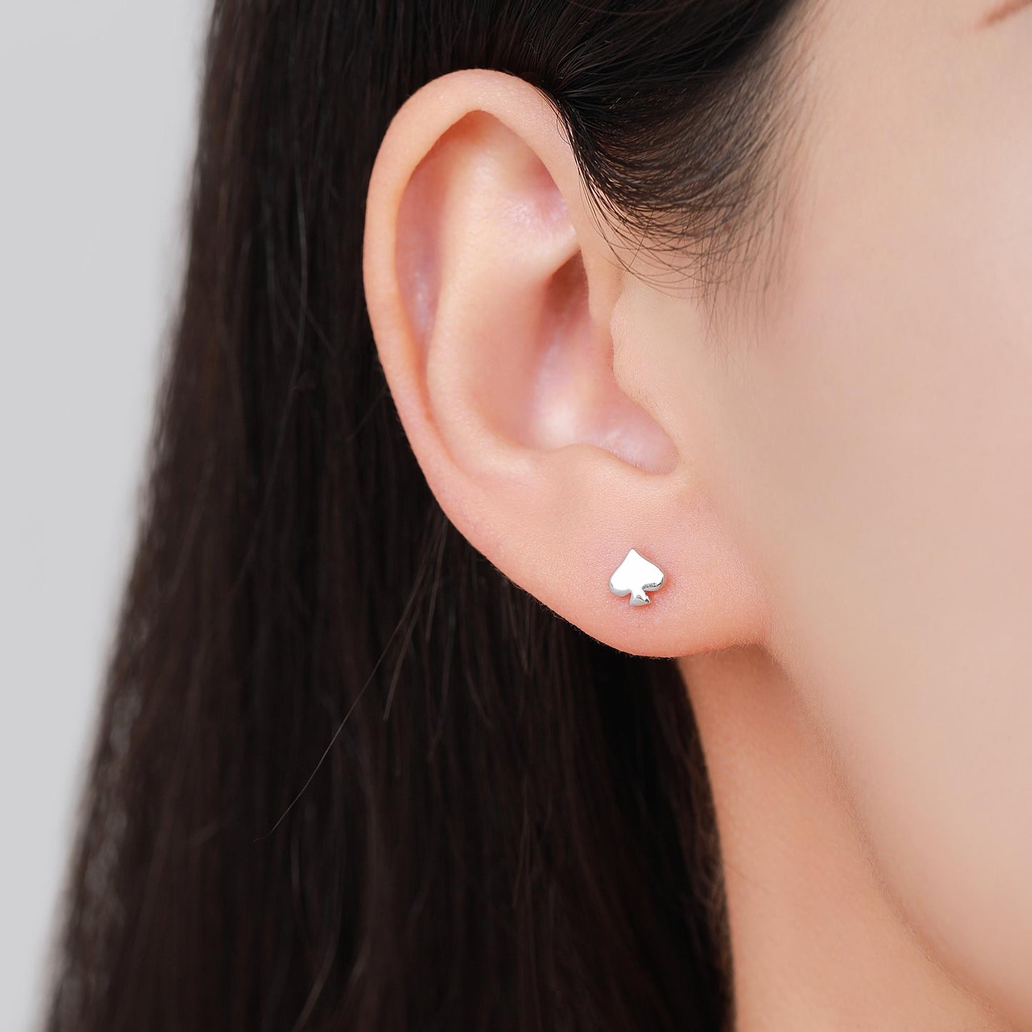 Mismatched Card Suit Spade with King Stud Earrings in Sterling Silver, Spade Earrings, Gold or Rose Gold, Asymmetric Earrings