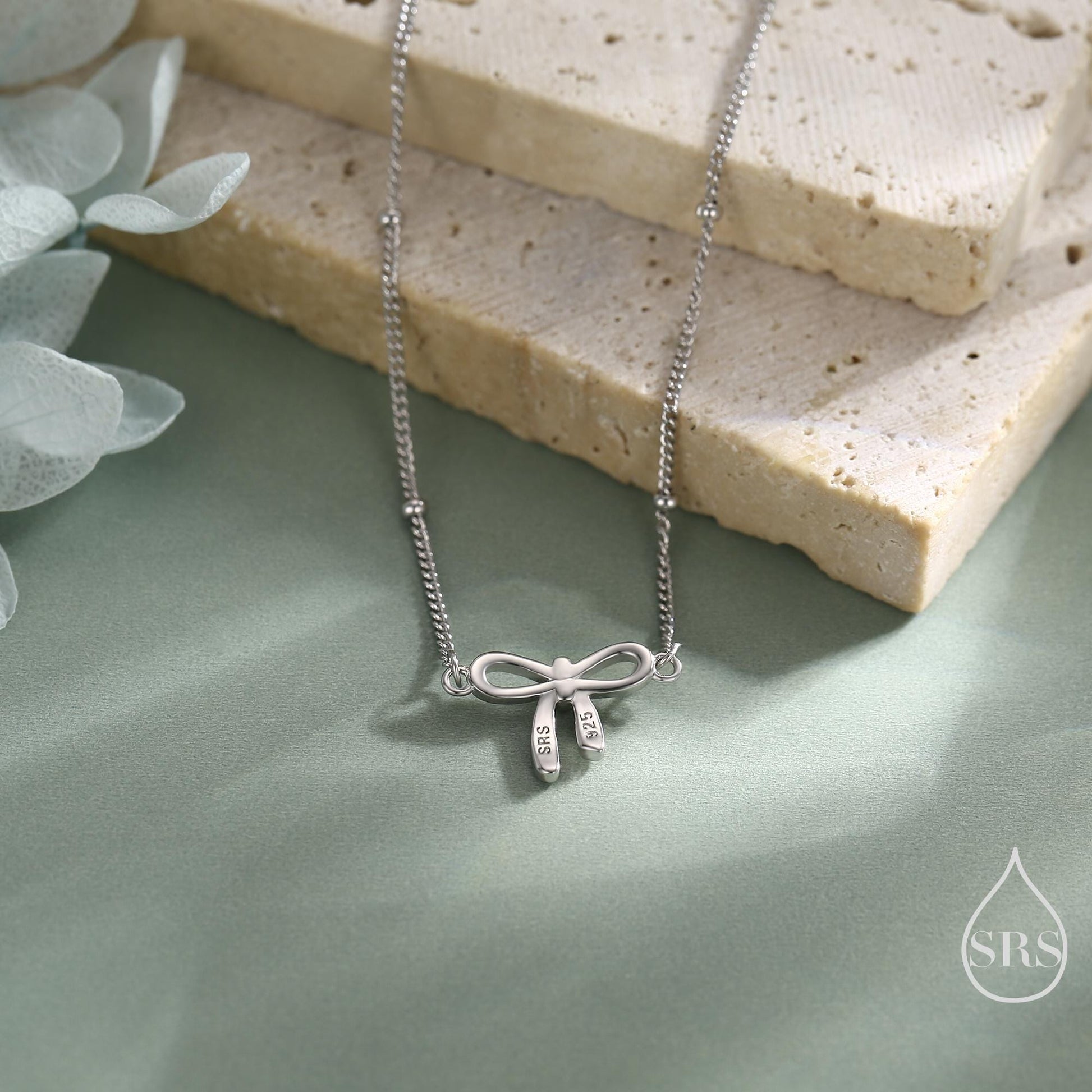 Ribbon Bow Bracelet in Sterling Silver, Silver or Gold or Rose gold, Satellite Bracelet, Solid Silver Bow Bracelet