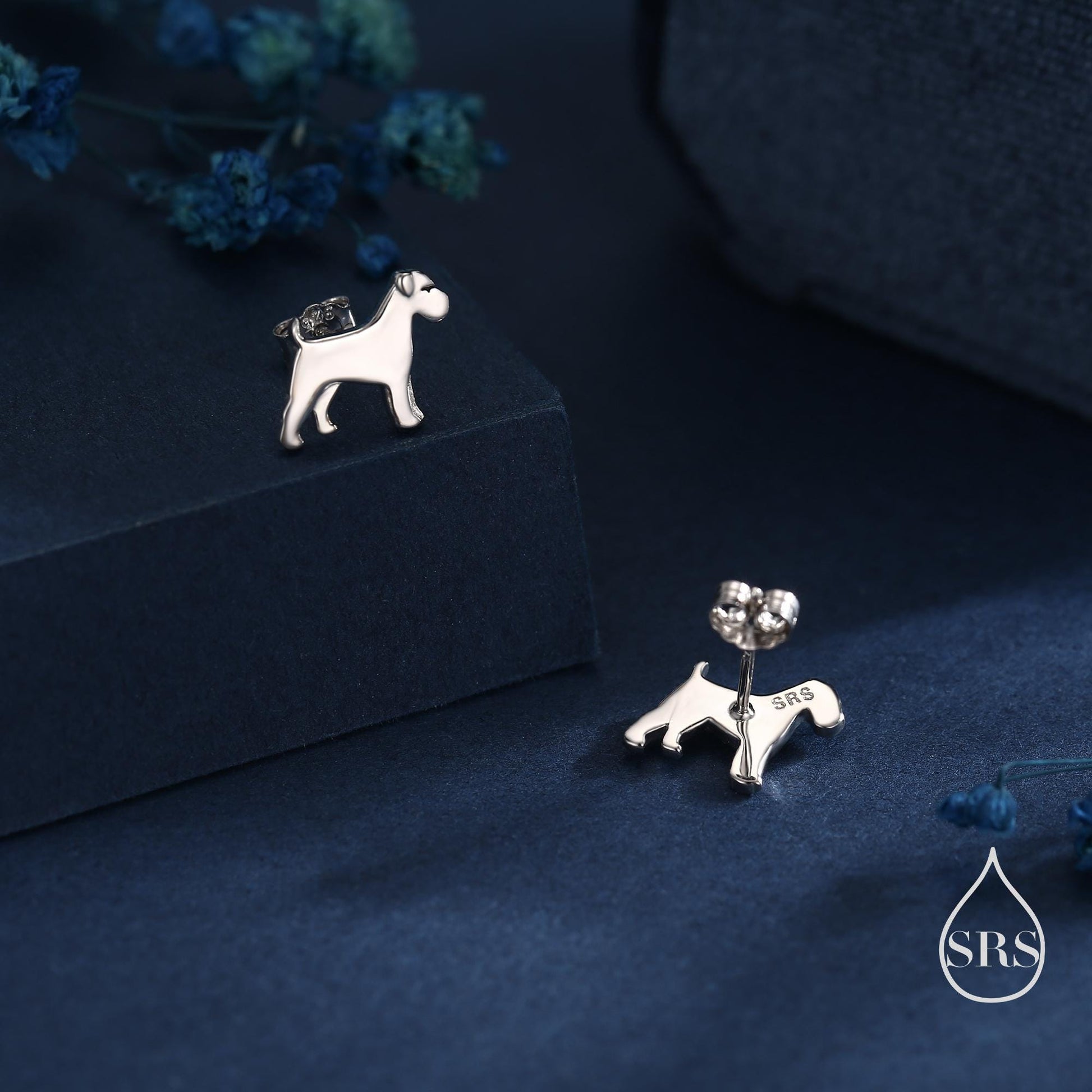 Schnauzer Dog Stud Earrings in Sterling Silver, Available in Silver or Gold or Rose Gold, Cute Dog Earrings, Animal Earrings, Pet Lover