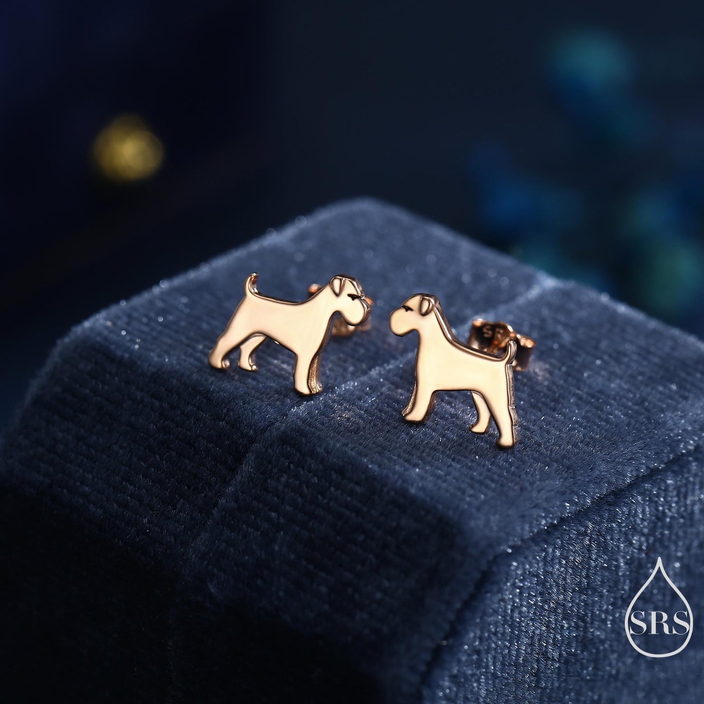 Schnauzer Dog Stud Earrings in Sterling Silver, Available in Silver or Gold or Rose Gold, Cute Dog Earrings, Animal Earrings, Pet Lover