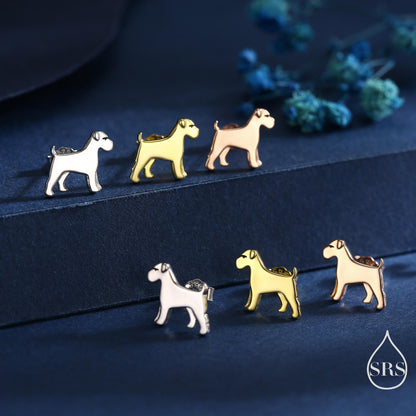 Schnauzer Dog Stud Earrings in Sterling Silver, Available in Silver or Gold or Rose Gold, Cute Dog Earrings, Animal Earrings, Pet Lover