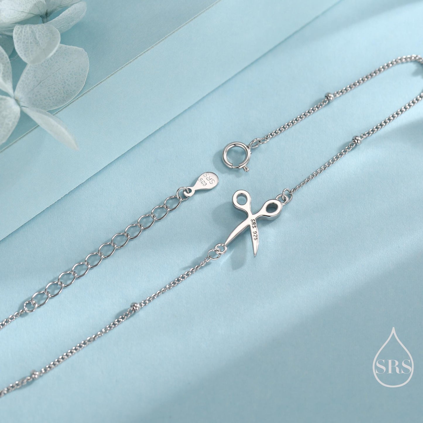 Scissors Bracelet in Sterling Silver, Silver or Gold or Rose gold, Satellite Bracelet, Solid Silver Scissors Bracelet