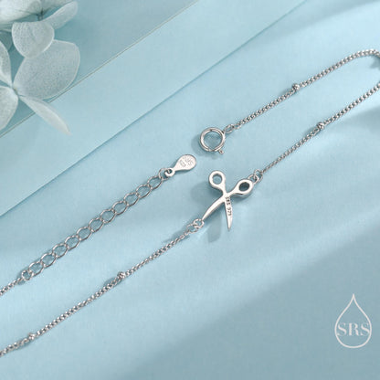 Scissors Bracelet in Sterling Silver, Silver or Gold or Rose gold, Satellite Bracelet, Solid Silver Scissors Bracelet