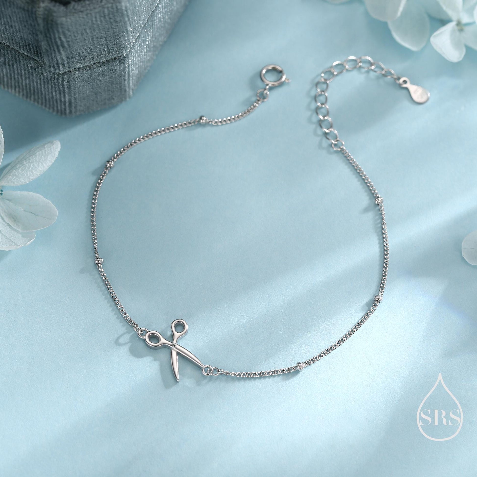 Scissors Bracelet in Sterling Silver, Silver or Gold or Rose gold, Satellite Bracelet, Solid Silver Scissors Bracelet