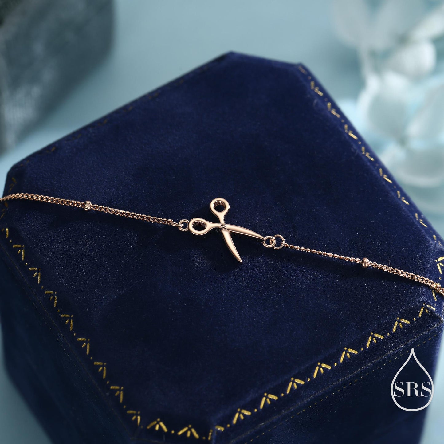 Scissors Bracelet in Sterling Silver, Silver or Gold or Rose gold, Satellite Bracelet, Solid Silver Scissors Bracelet