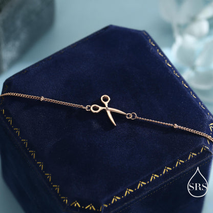Scissors Bracelet in Sterling Silver, Silver or Gold or Rose gold, Satellite Bracelet, Solid Silver Scissors Bracelet