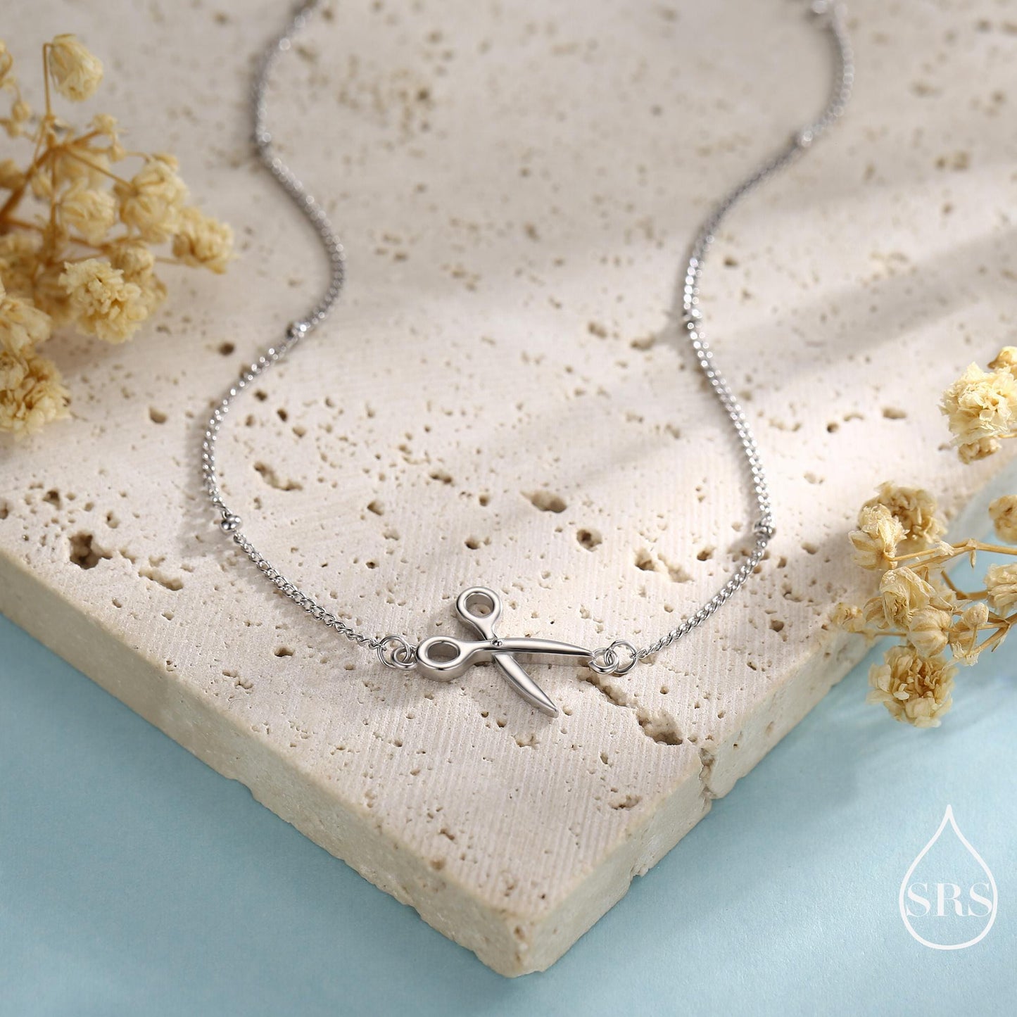 Scissors Bracelet in Sterling Silver, Silver or Gold or Rose gold, Satellite Bracelet, Solid Silver Scissors Bracelet