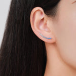 Ombre Sapphire Blue CZ Crawler Earrings in Sterling Silver, Silver or Gold, Gradient Colour Ear Crawlers, September Birthstone Ear Climbers