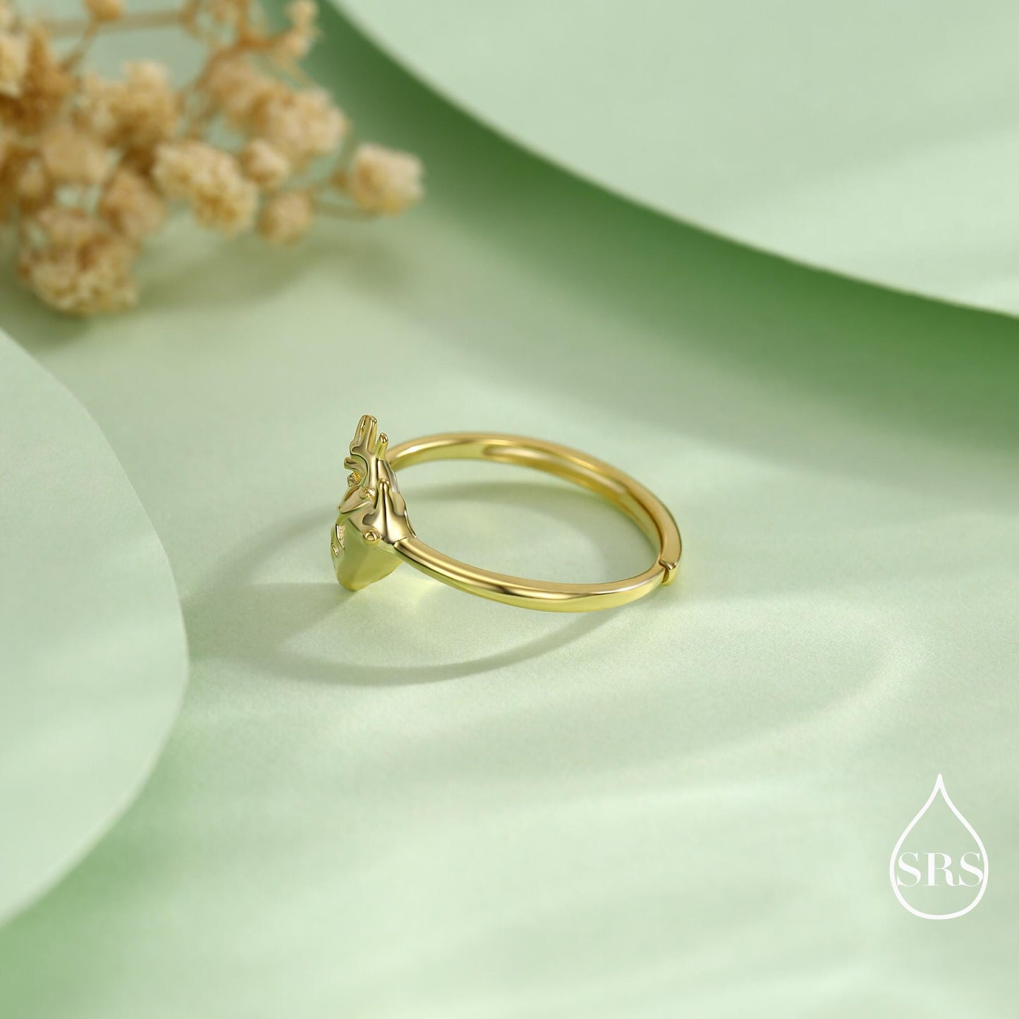 Sterling Silver Anatomical Heart Ring, Silver or Gold Finish, Adjustable Real Heart Ring, Gothic Style, Halloween Jewellery