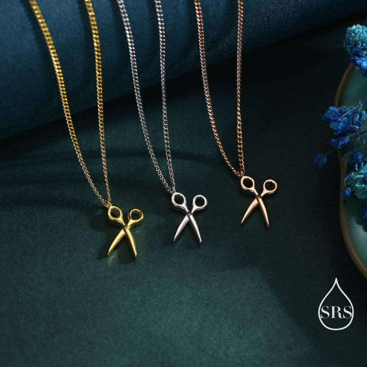 Very Small Scissors Pendant Necklace in Sterling Silver, Silver, Gold or Rose Gold, Cute Scissors Necklace, Silver Scissors Necklace