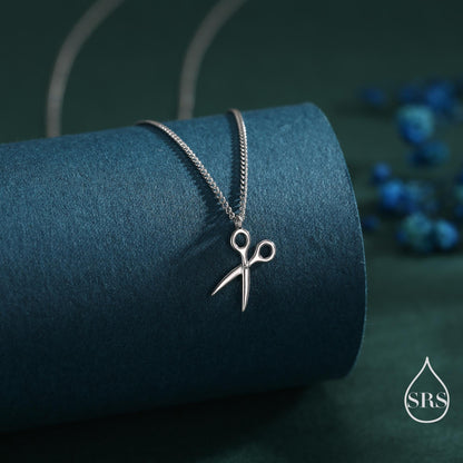 Very Small Scissors Pendant Necklace in Sterling Silver, Silver, Gold or Rose Gold, Cute Scissors Necklace, Silver Scissors Necklace