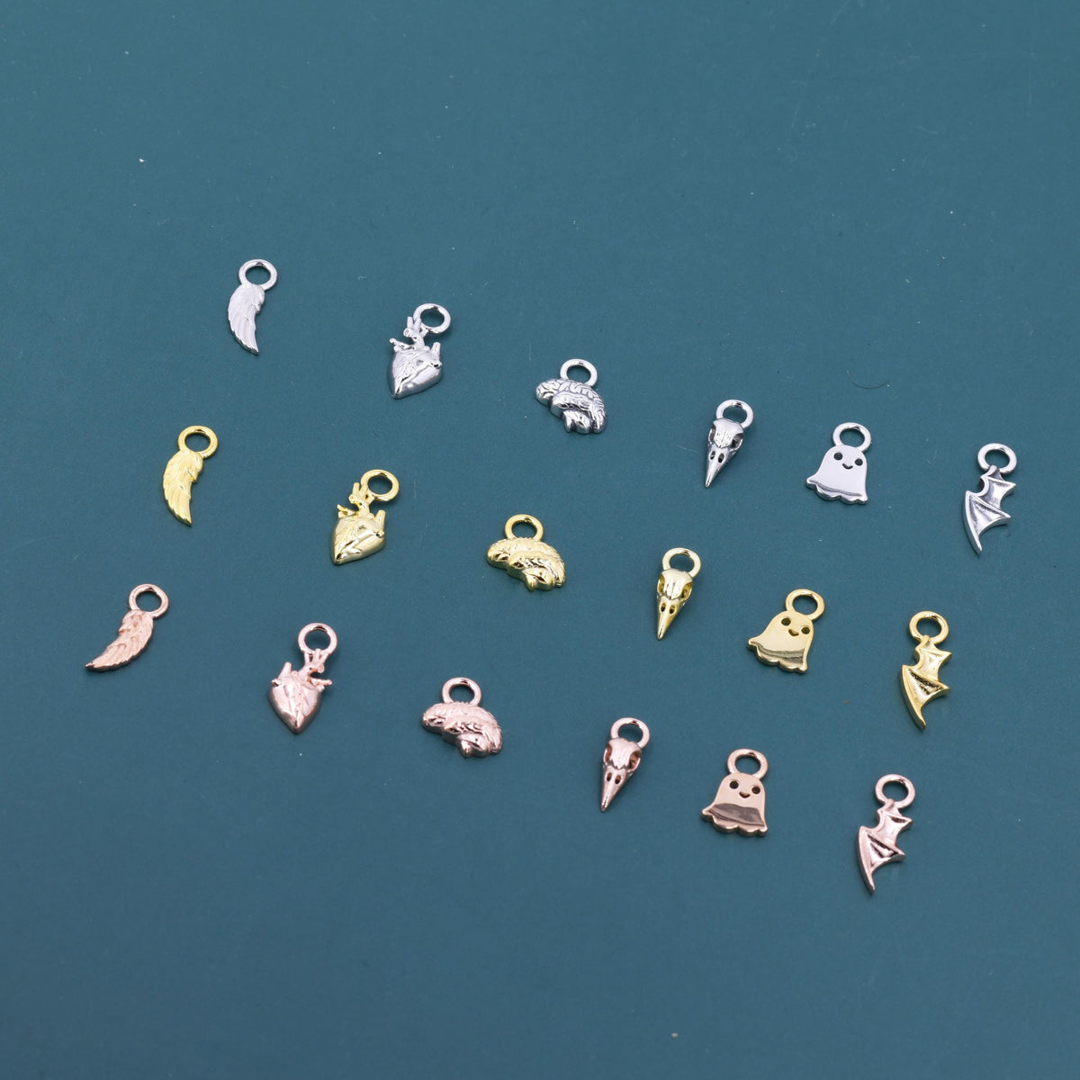 Halloween Theme Charms for Huggie Hoops, Sold as a pair, Sterling Silver Charms for Earrings, Detachable, Silver or Gold or Rose Gold