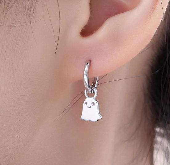 Halloween Theme Charms for Huggie Hoops, Sold as a pair, Sterling Silver Charms for Earrings, Detachable, Silver or Gold or Rose Gold