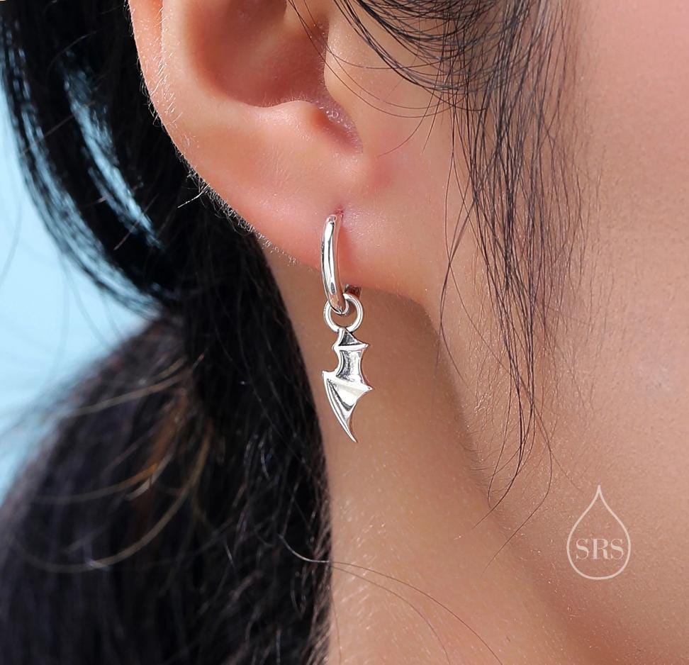 Halloween Theme Charms for Huggie Hoops, Sold as a pair, Sterling Silver Charms for Earrings, Detachable, Silver or Gold or Rose Gold