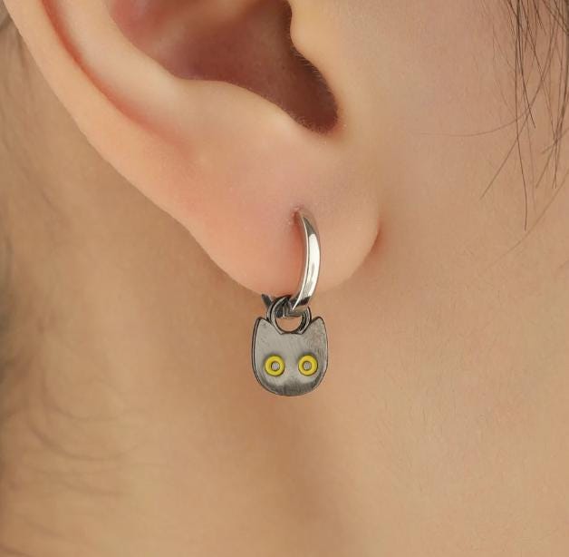 Halloween Charms for Huggie Hoops, Sold as a pair, Sterling Silver Charms for Earrings, Detachable, Silver or Gold or Rose Gold