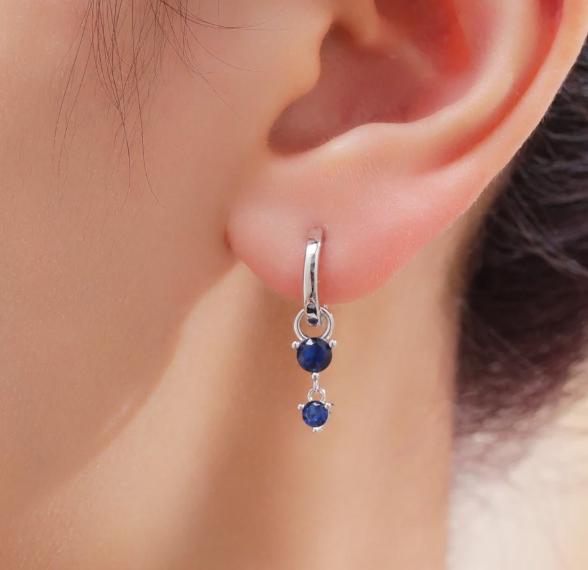 Double CZ Charms for Huggie Hoops in Sterling Silver, Sold as a Pair, CZ Charms for Earrings, Detachable, Silver or Gold,