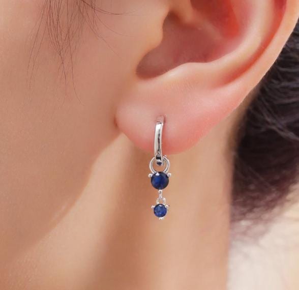 Double CZ Charms for Huggie Hoops in Sterling Silver, Sold as a Pair, CZ Charms for Earrings, Detachable, Silver or Gold,