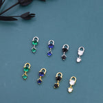 Double CZ Charms for Huggie Hoops in Sterling Silver, Sold as a Pair, CZ Charms for Earrings, Detachable, Silver or Gold,