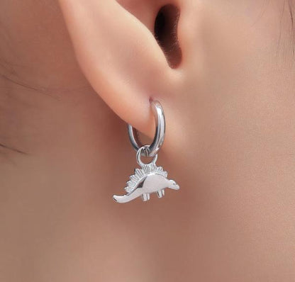 Dinosaur Collection Charms for Huggie Hoops, Sold as a pair, Sterling Silver Charms for Earrings, Detachable, Silver or Gold or Rose Gold