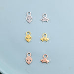 Extra Terrestrial Charms for Huggie Hoops in Sterling Silver, Spaceship Alien Charms for Earrings, Detachable, Silver or Gold or Rose Gold