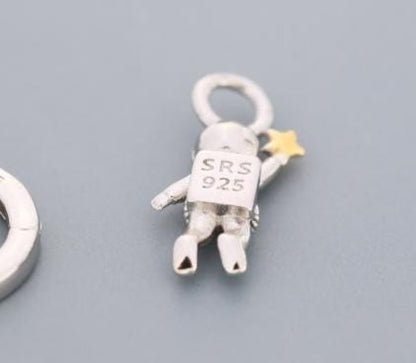 Extra Terrestrial Charms for Huggie Hoops – Planet and Astronaut Charms in Sterling Silver, Silver or Gold Finish