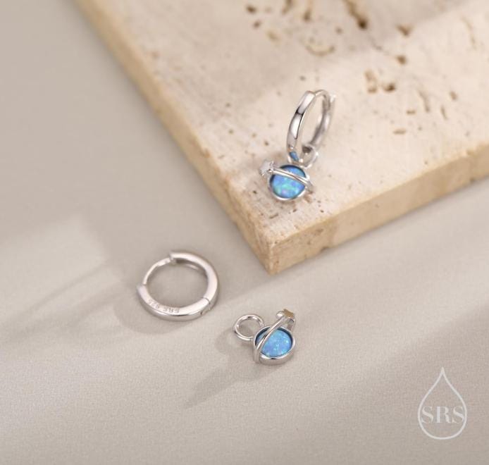 Extra Terrestrial Charms for Huggie Hoops – Planet and Astronaut Charms in Sterling Silver, Silver or Gold Finish