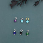 4mm Natural Semi-Precious Gemstones Charms for Huggie Hoops in Sterling Silver, Sold as a Pair, Charms for Earrings, Silver or Gold,