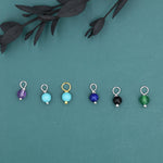 4mm Natural Semi-Precious Gemstones Charms for Huggie Hoops in Sterling Silver, Sold as a Pair, Charms for Earrings, Silver or Gold,