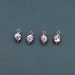 6mm Ceramic Beads Charms for Huggie Hoops in Sterling Silver, Sold as a Pair, Hoops Not Included, Charms for Earrings, Silver or Gold