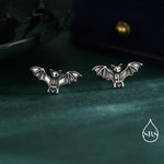 Oxidised Bat Skeleton Stud Earrings