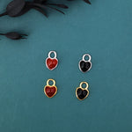 Moonstone/Opal/Onyx Heart Charms for Huggie Hoops, Detachable Heart Charms, Lab Created Moonstone/Opal Charms for Hoops, Red and Black Onyx