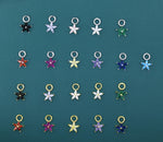 CZ Flower Charms for Huggie Hoops, Sterling Silver Crystal Flower Charms, Detachable Charms for Hoop Earrings, Silver or Gold Finish