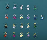 CZ Flower Charms for Huggie Hoops, Sterling Silver Crystal Flower Charms, Detachable Charms for Hoop Earrings, Silver or Gold Finish