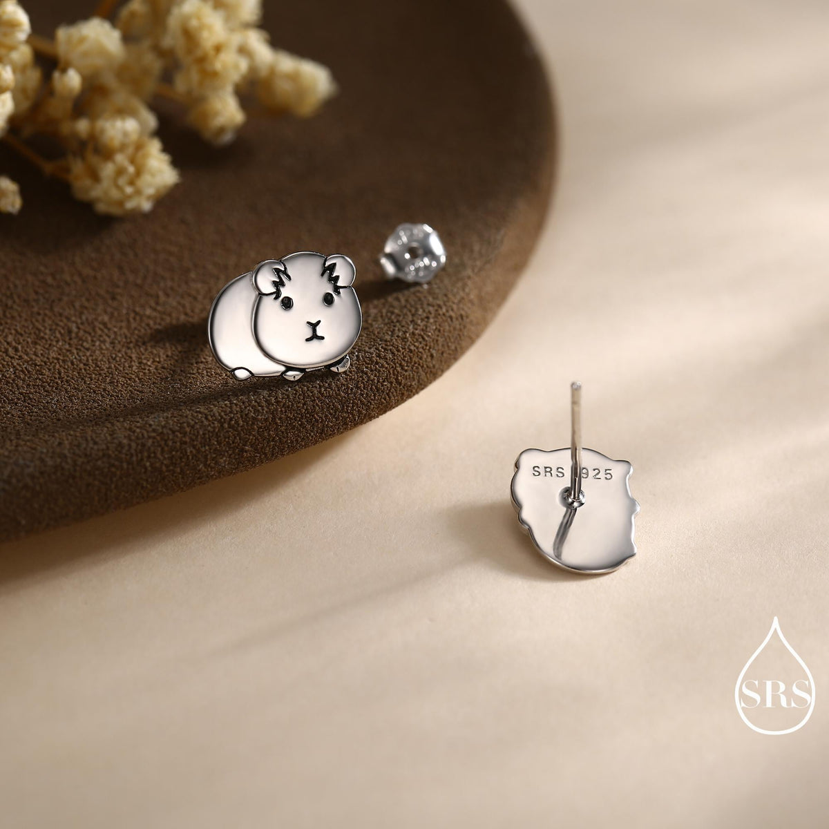 Cute Guinea Pig Stud Earrings in Sterling Silver, Silver Gold or Rose Gold, Guinea Pig Stud Earrings, Pet Earrings, Guinea Pig Earrings